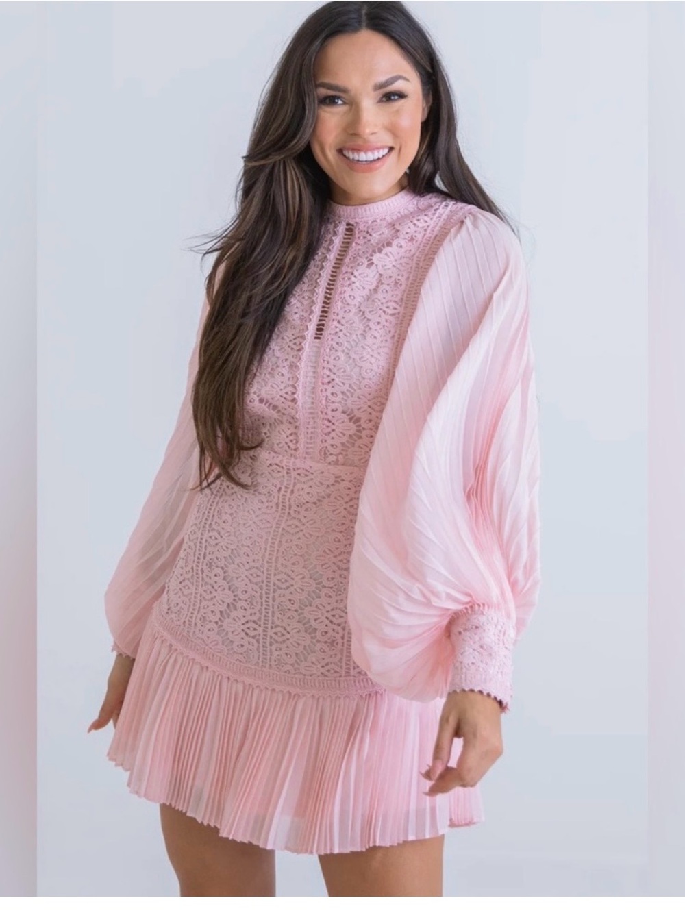 Karlie Blush Pink Lace Mini Dress